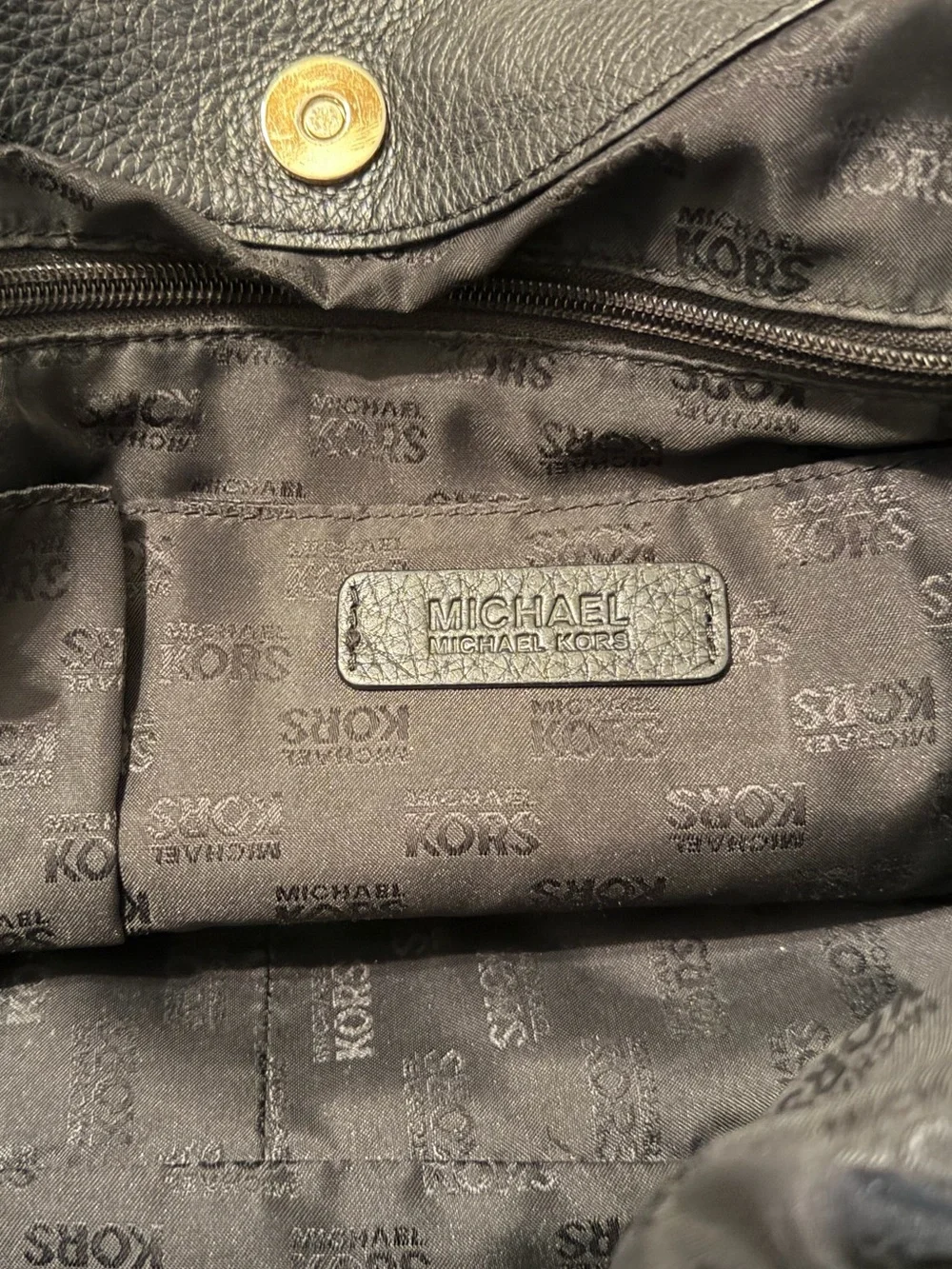 MICHAEL MICHAEL KORS Large  Black Pebble Leather Charm Tassel Hobo Shoulder Bag
